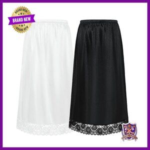 Half Slip Underskirt Dress Extender Lace Trim Satin A-Line